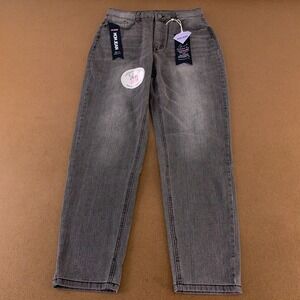 Gem by Gemma Rae Juniors Size 9 Gray Super Stretch Denim Hi Rise Mom Jeans NWT